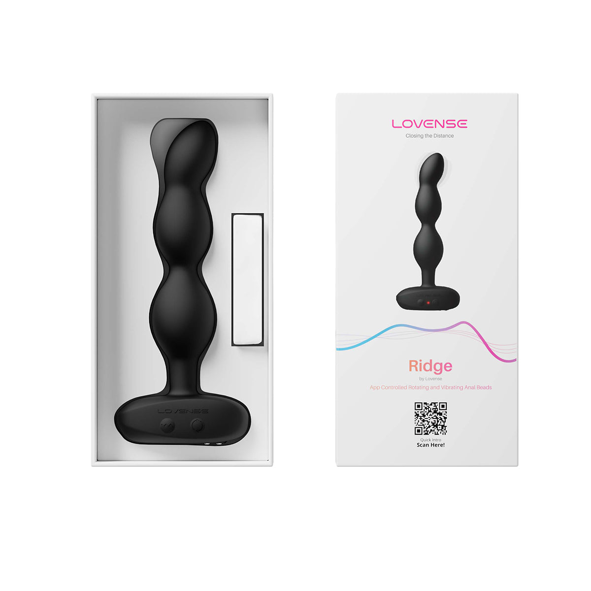 Lovense Ridge Vibrating &amp; Rotating Anal Beads - Black