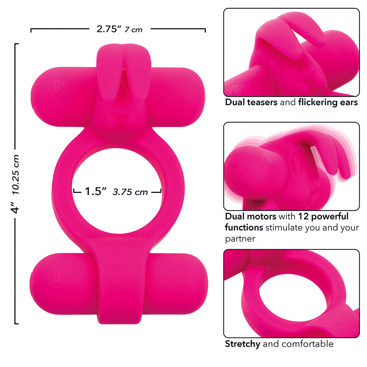 CaleXOtics Silicone Rechargeable Rockin Rabbit – Pink