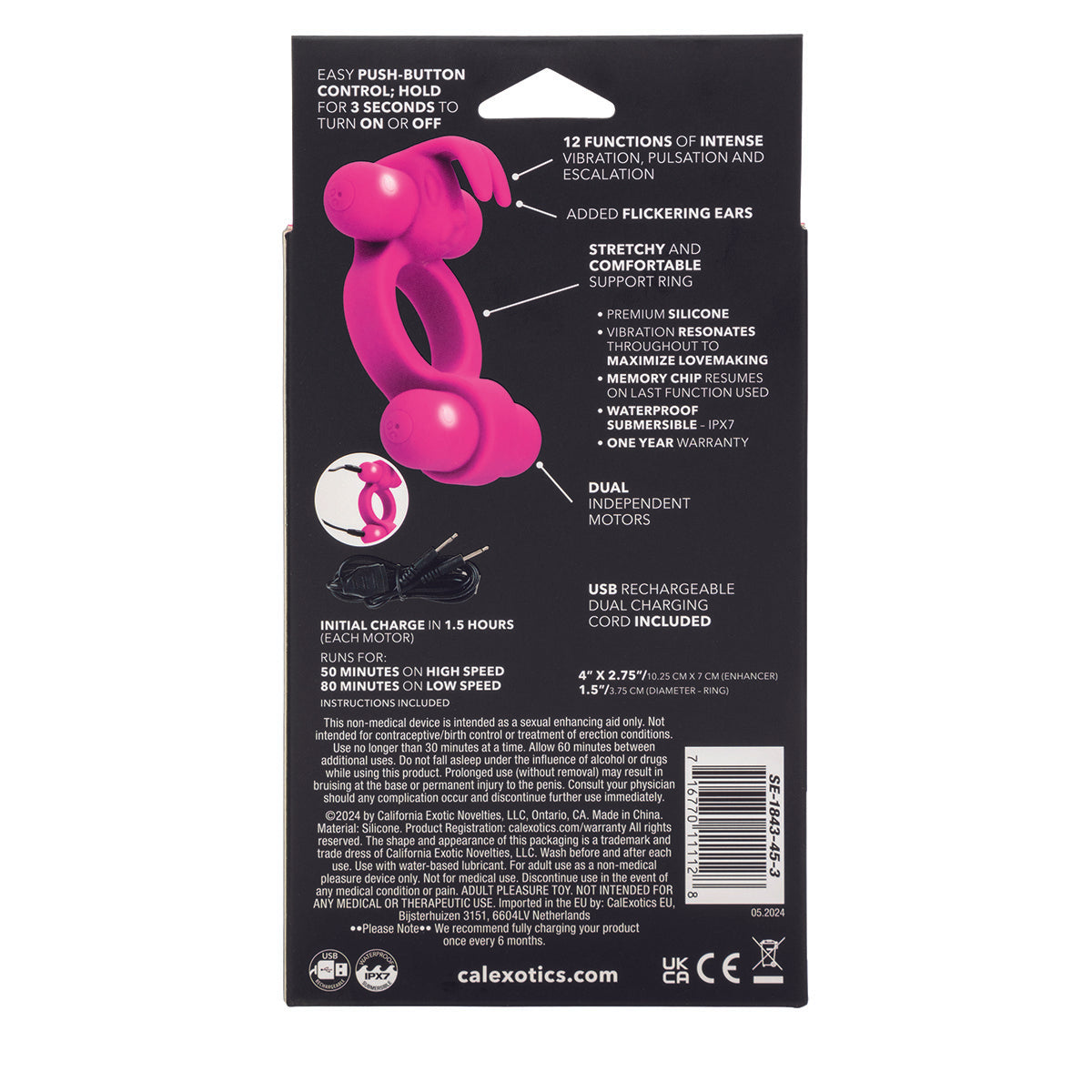 CaleXOtics Silicone Rechargeable Rockin Rabbit – Pink