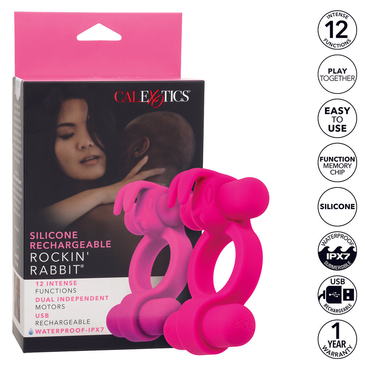 CaleXOtics Silicone Rechargeable Rockin Rabbit – Pink