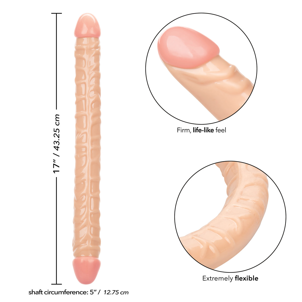 CalExotics® - Size Queen® - 17” Double-Ended Dildo – Ivory