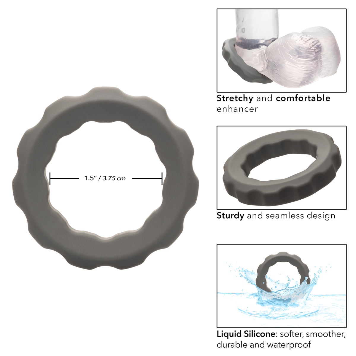 CalExotics® - Alpha Ring - Liquid Silicone Erect Ring – Grey