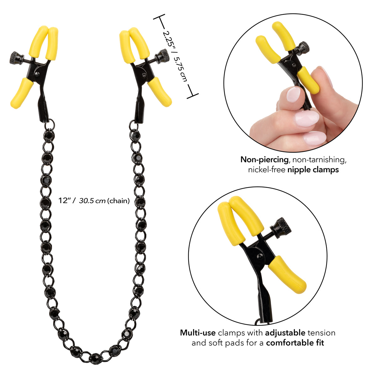 CalExotics® - Boundless - Nipple Teasers Clamps– Black/Yellow