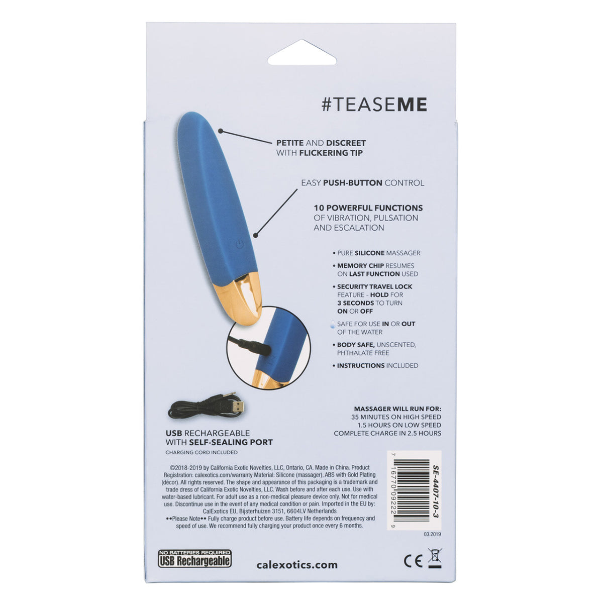 CalExotics® - Slay #Tease Me - Silicone Massager - Blue