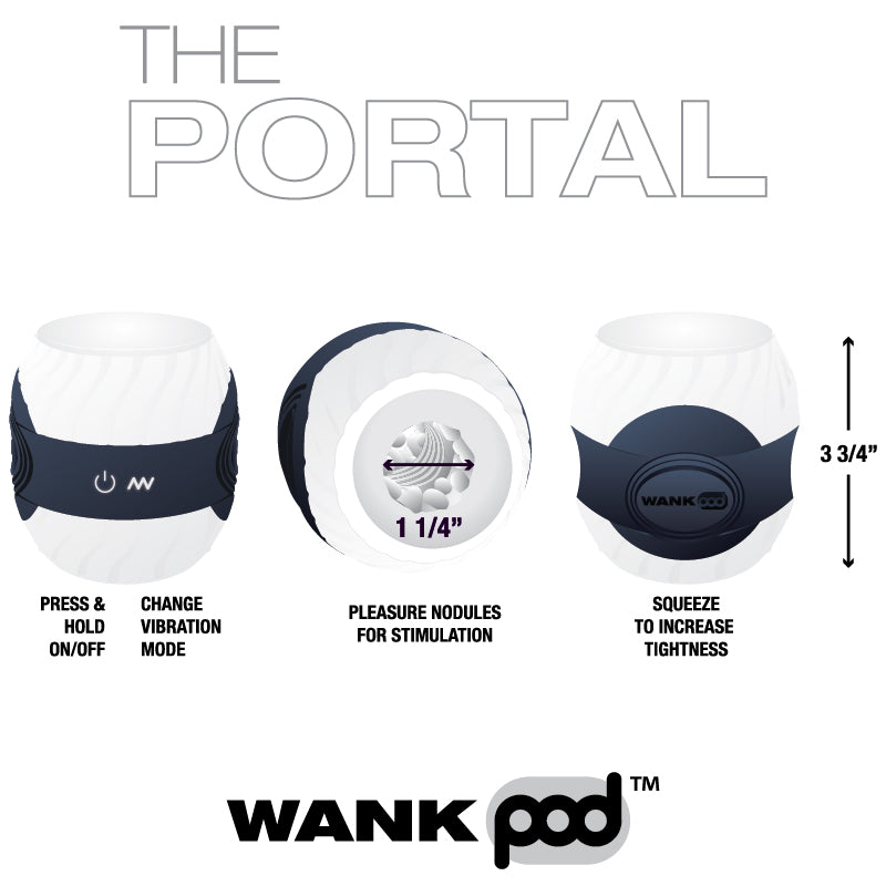 Wank Pod Portal Vibrating Stroker - Blue