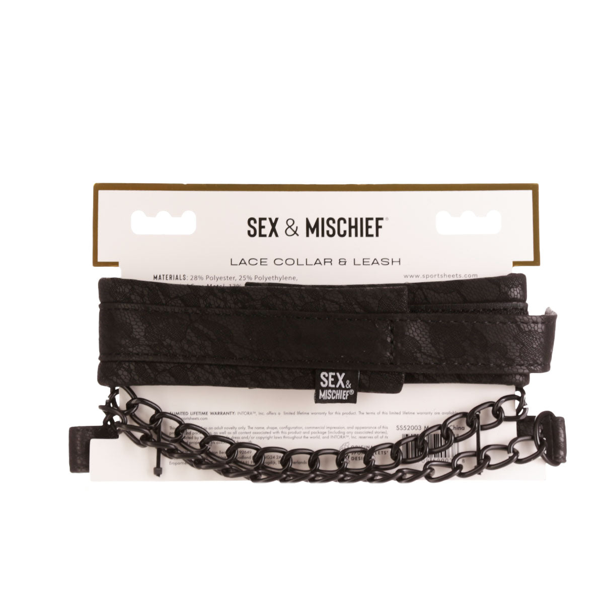 Sportsheets Sincerely - Lace Collar &amp; Leash - Black