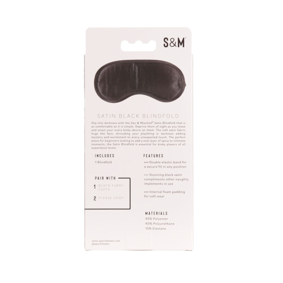 Sportsheets Sex &amp; Mischief - Satin Blindfold - Black