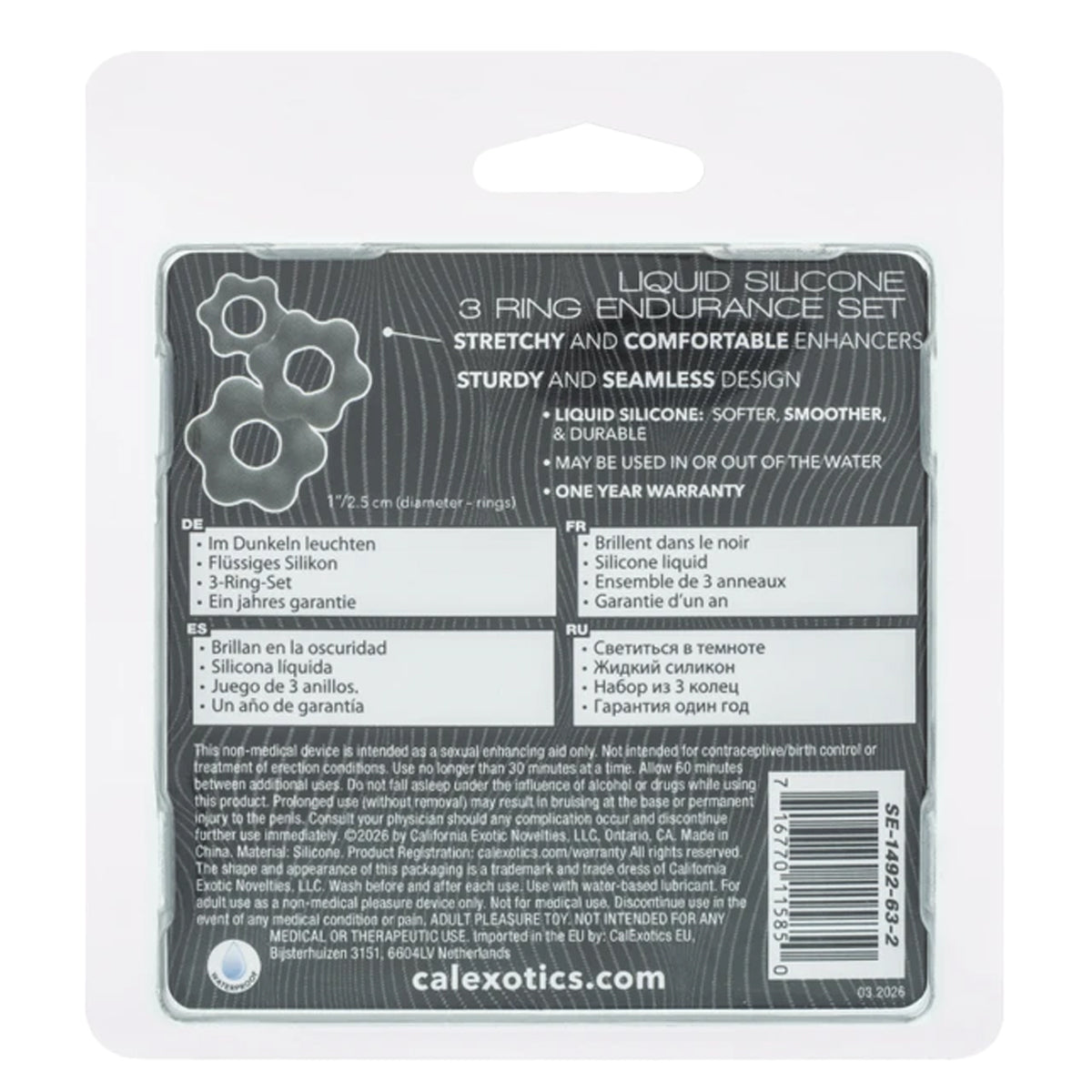 CalExotics® – Alpha Ring – Liquid Silicone 3 Ring Endurance Set