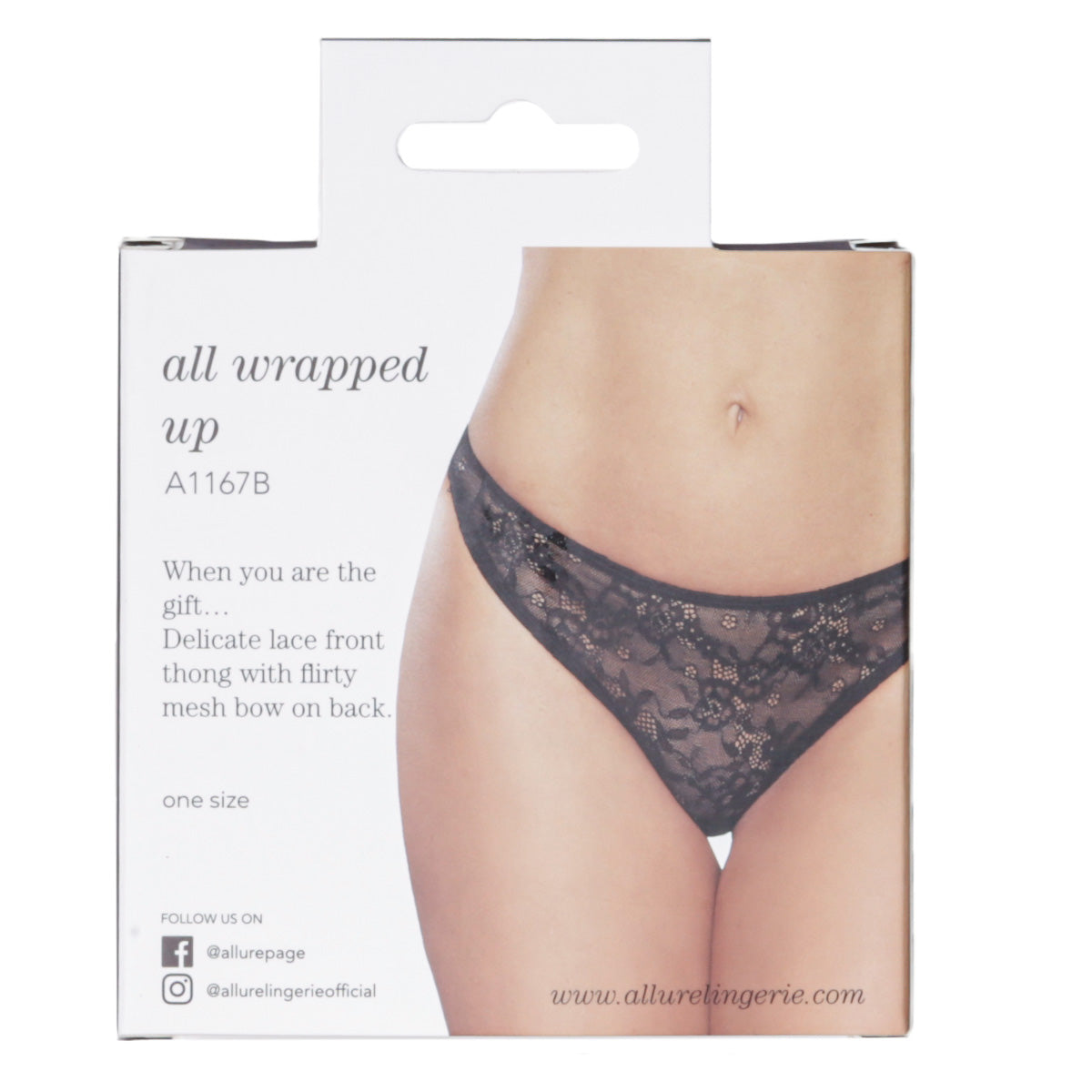 Allure All Wrapped Up Thong– Black – One Size Fits Most