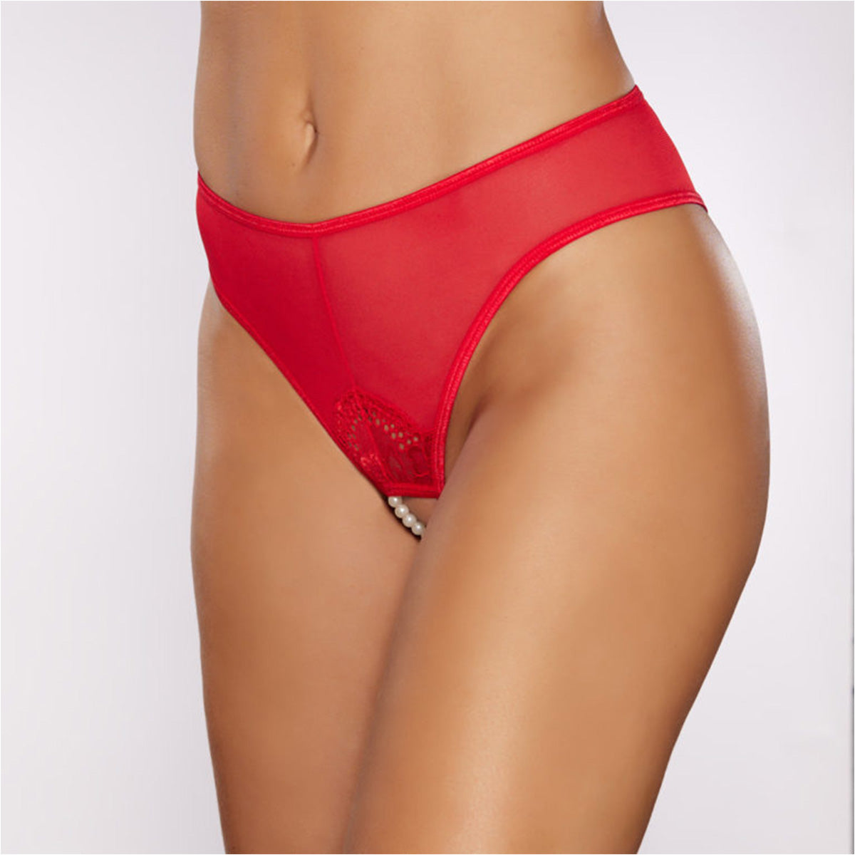 Allure Blushing Pearl Thong – Red – One Size Fits Most