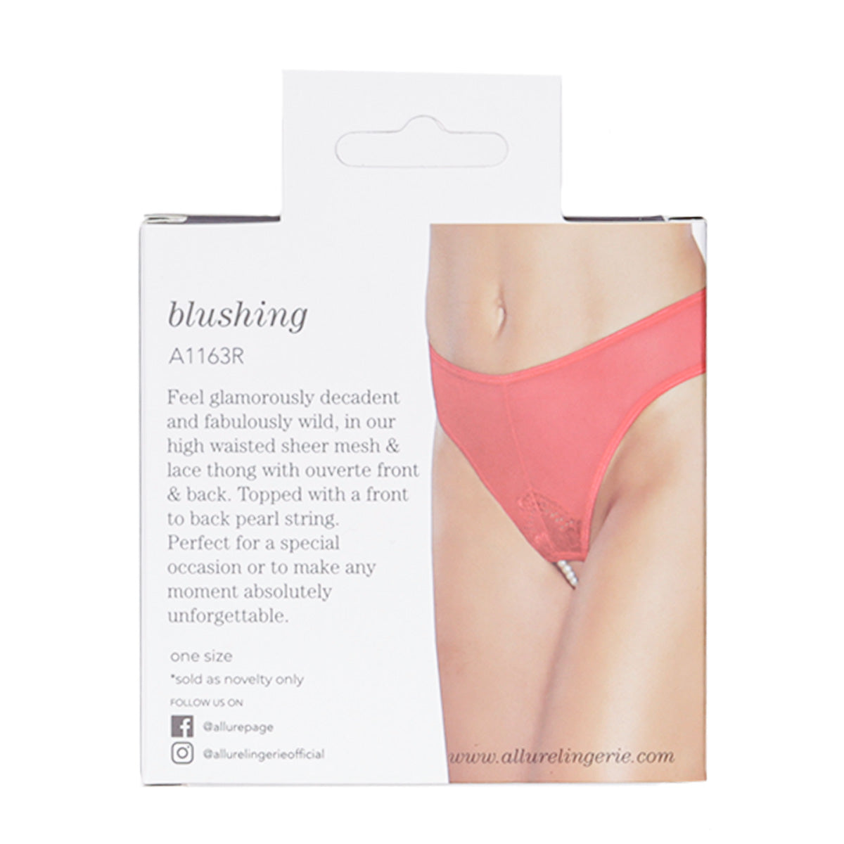 Allure Blushing Pearl Thong – Red – One Size Fits Most