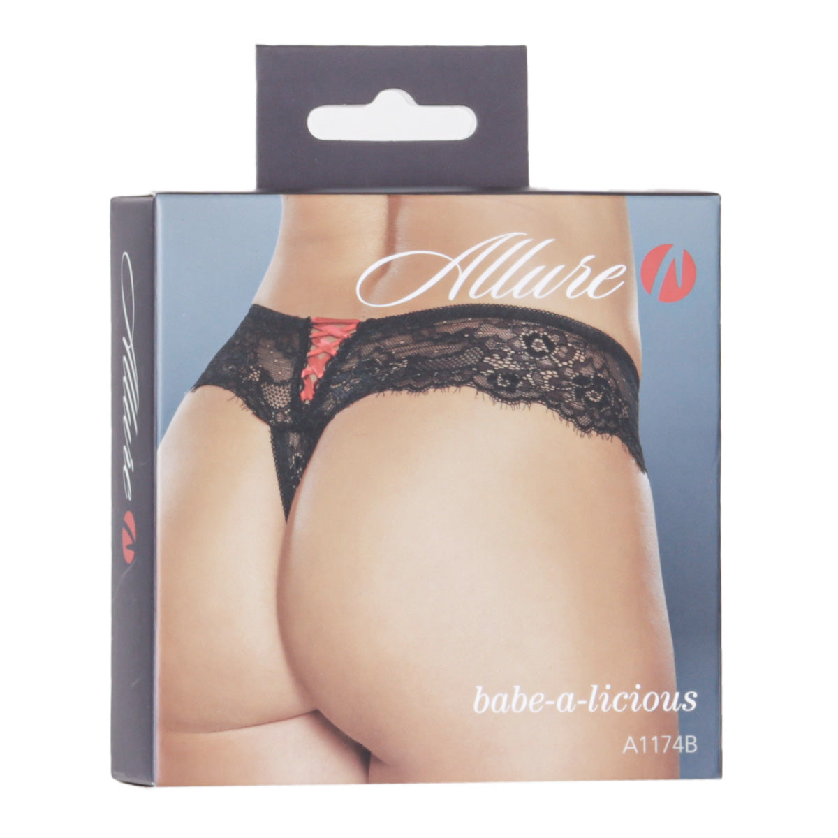 Allure Babe-a-licious Thong – Black – One Size Fits Most