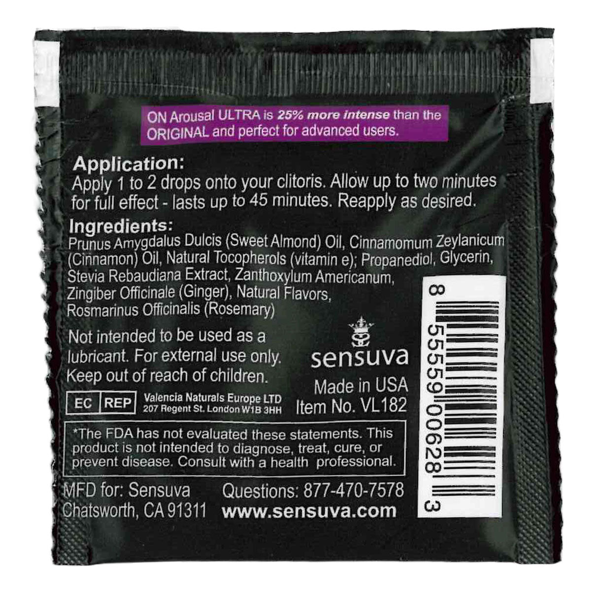 Sensuva – ON - Natural Arousal Oil For Her - Ultra – Foil 0.5ml/0.002 fl oz.