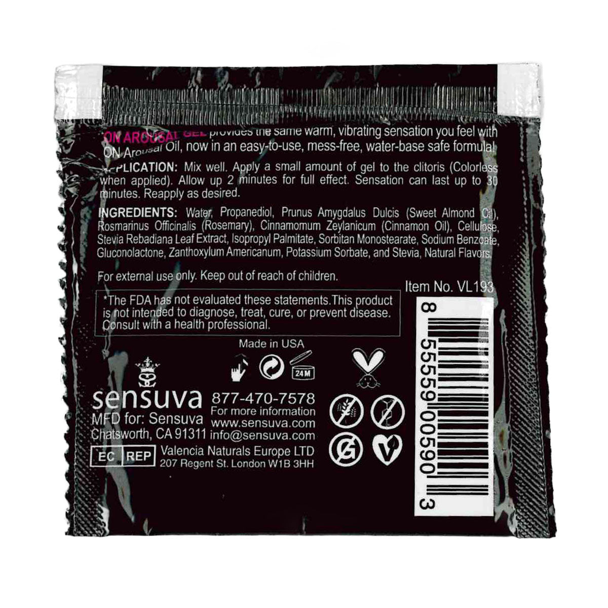 Sensuva – ON - For Her - Arousal Gel – Original - Foil 4ml/0.13 fl oz.