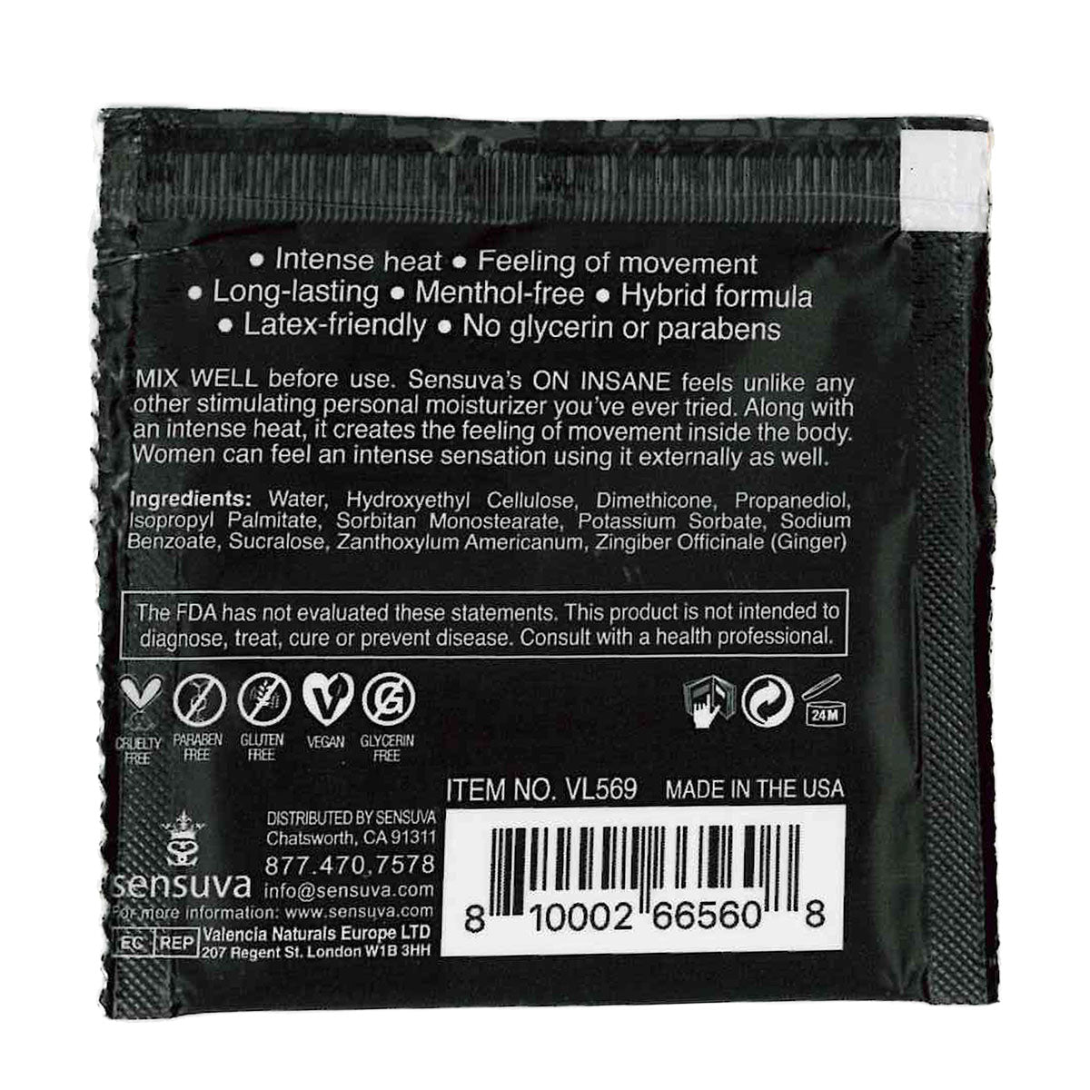 Sensuva – Ultra-Stimulating ON INSANE - Cotton Candy - Foil 6ml/0.20 fl oz.