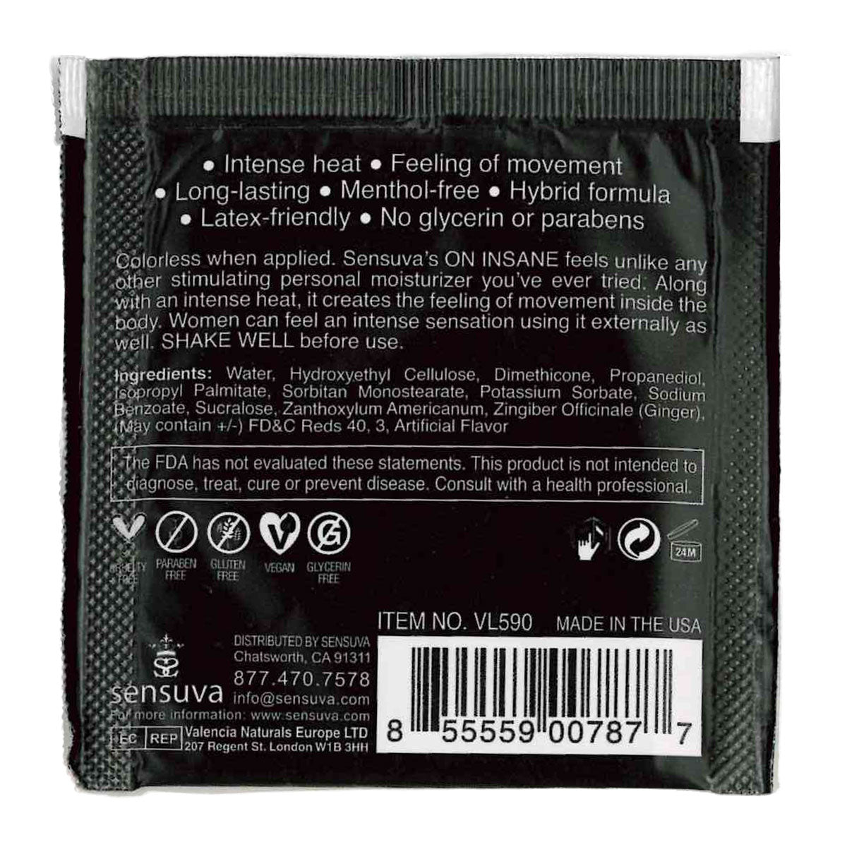 Sensuva – Ultra-Stimulating ON INSANE - Cherry Pop - Foil 6ml/0.20 fl oz.