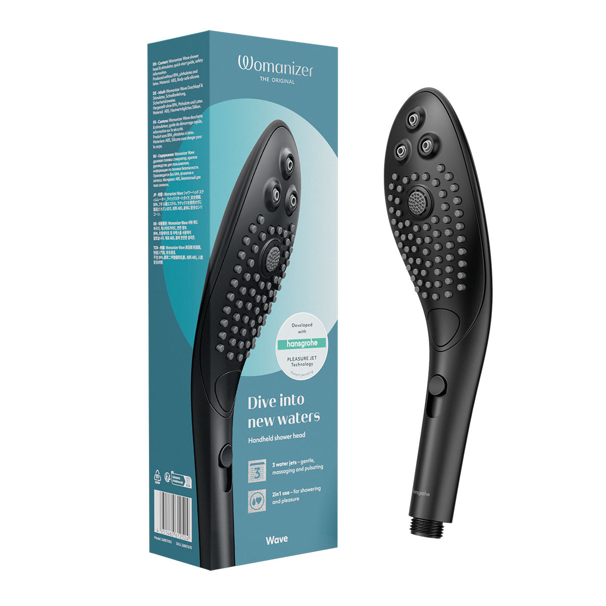 Womanizer® - Wave - Combined Shower Head &amp; Water Massage Clitoral Stimulator - Black