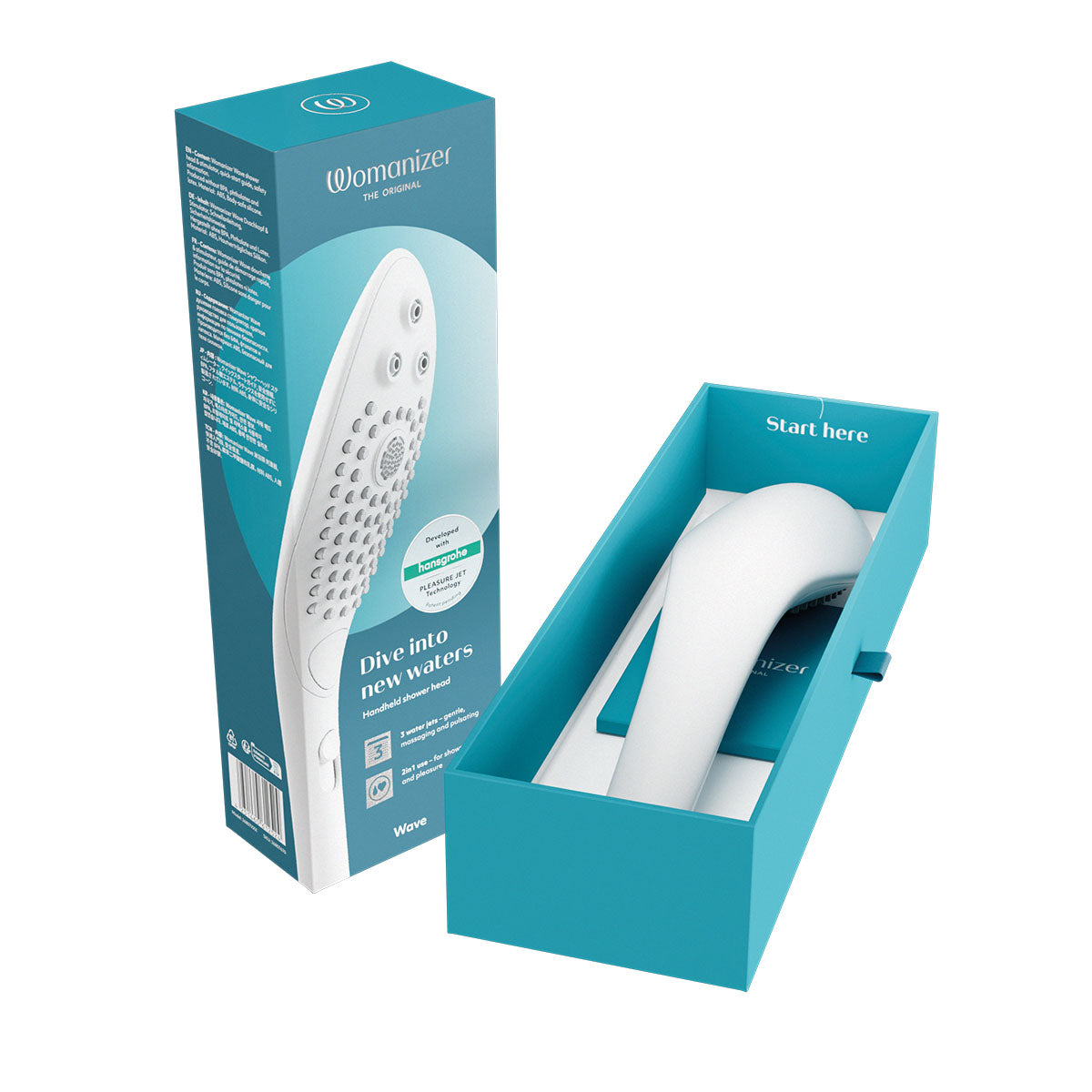 Womanizer® - Wave - Combined Shower Head &amp; Water Massage Clitoral Stimulator - White