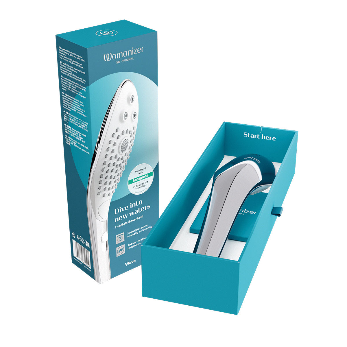 Womanizer® - Wave - Combined Shower Head &amp; Water Massage Clitoral Stimulator - Chrome