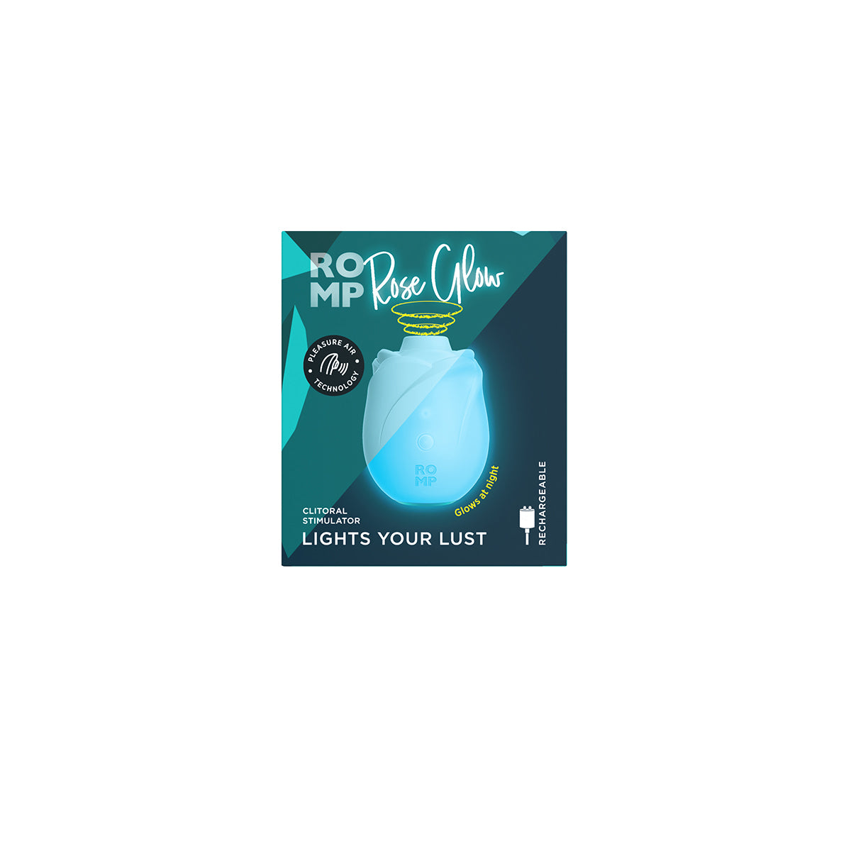 ROMP® - Rose Glow Clitoral Stimulator Glow In The Dark - Blue