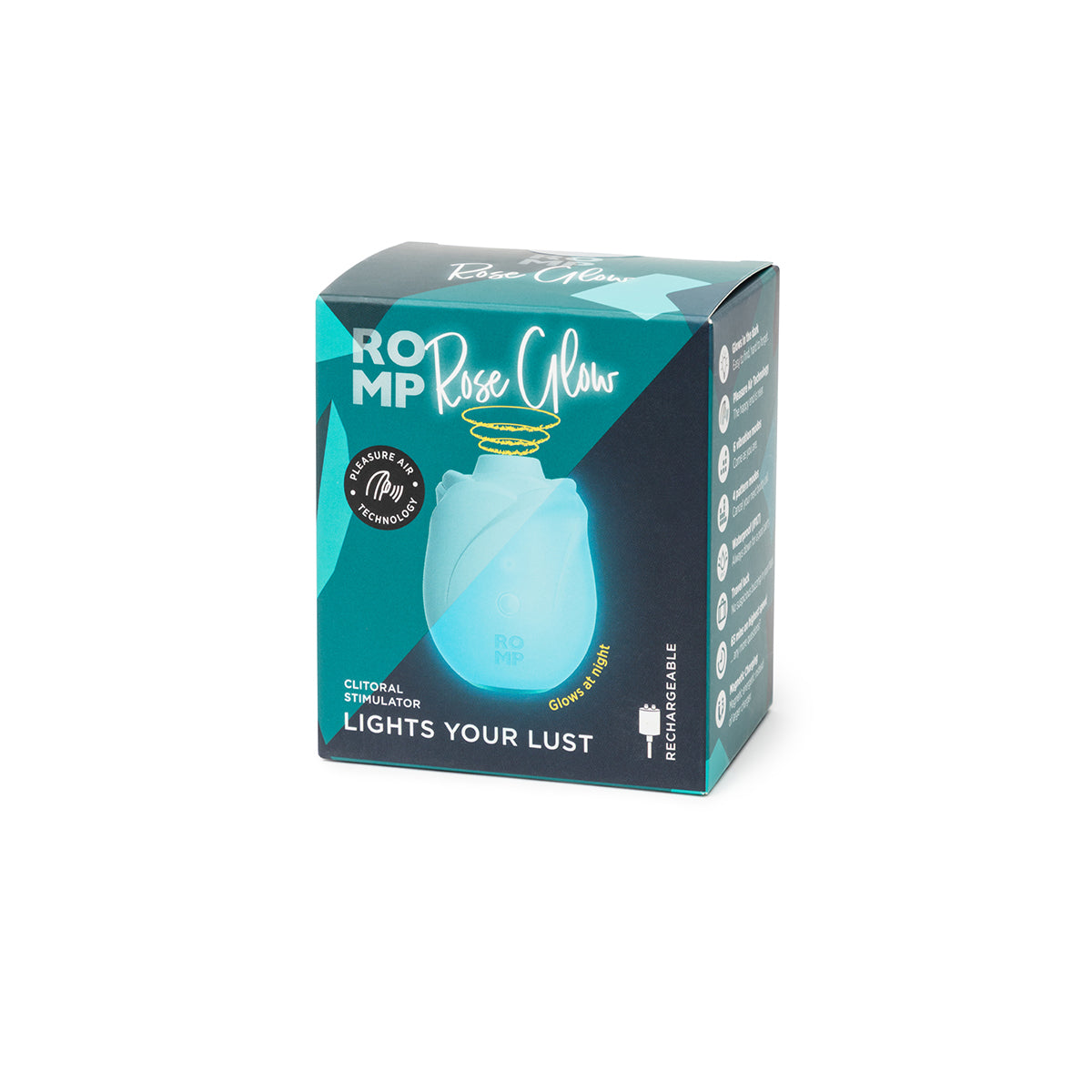 ROMP® - Rose Glow Clitoral Stimulator Glow In The Dark - Blue