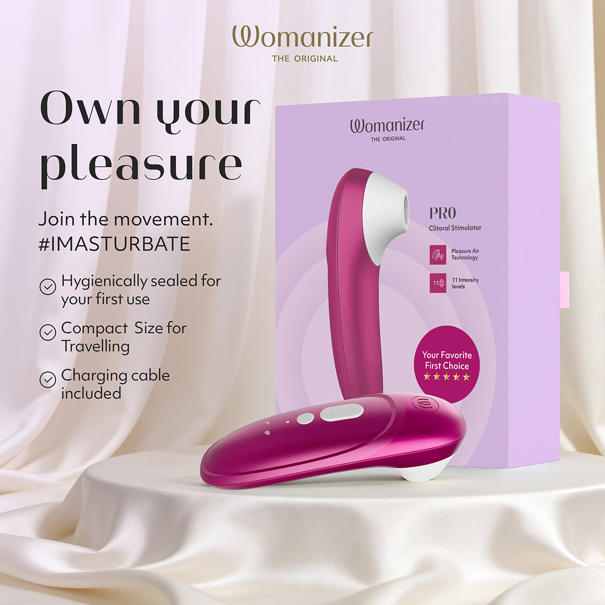 Womanizer Pro – Clitoral Stimulator – Vibrant Pink