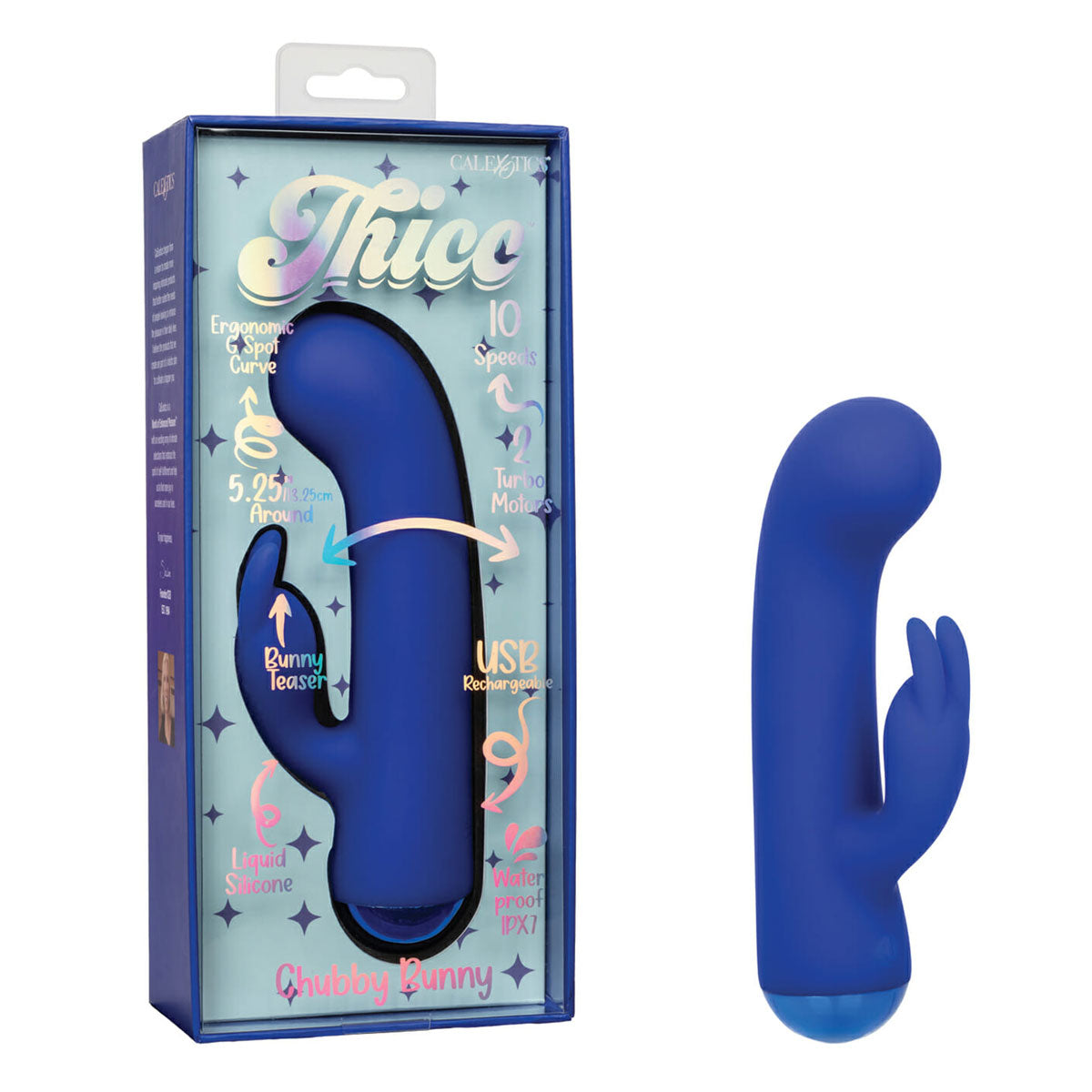 CaleXOtics – Thicc – Chubby Bunny - Liquid Silicone Vibrator - Blue