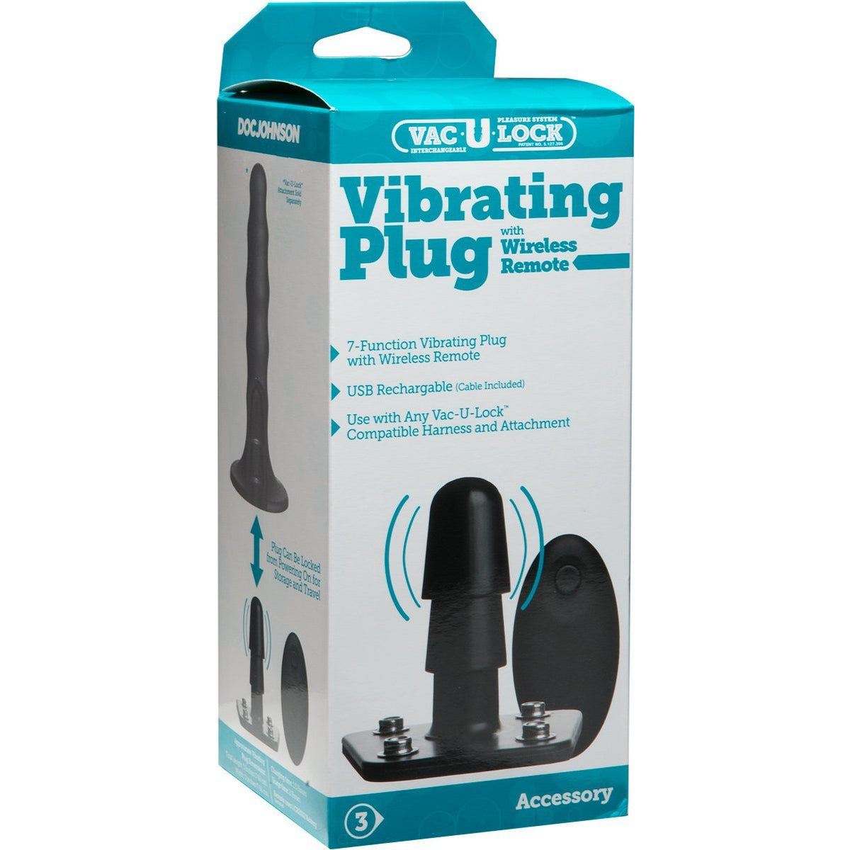 Doc Johnson Vac-U-Lock– Vibrating Plug with Remote (Harness Accessory)