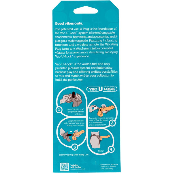 Doc Johnson Vac-U-Lock– Vibrating Plug with Remote (Harness Accessory ...