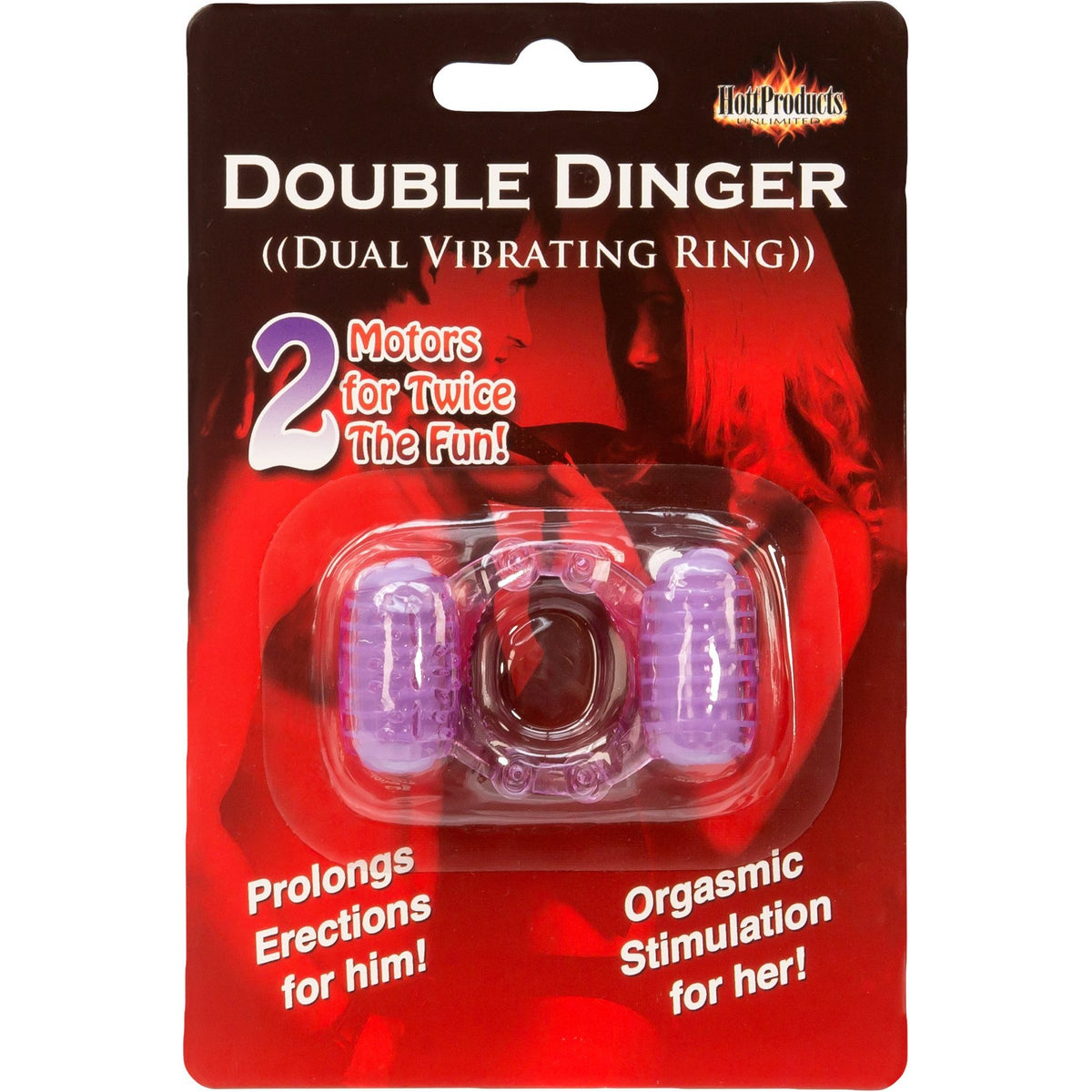 HottProducts Humm Dinger Double Dinger - Dual Vibrating Cock Ring - Purple