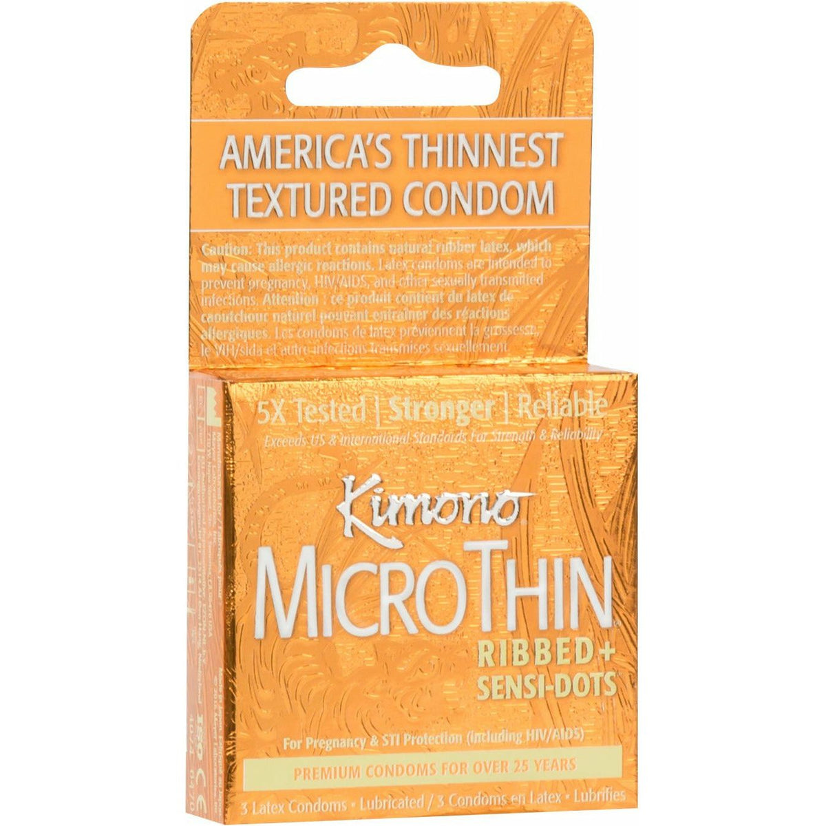 Kimono® Micro Thin Ribbed + Sensi-Dots Lubricated Latex Condom – 3 Pack