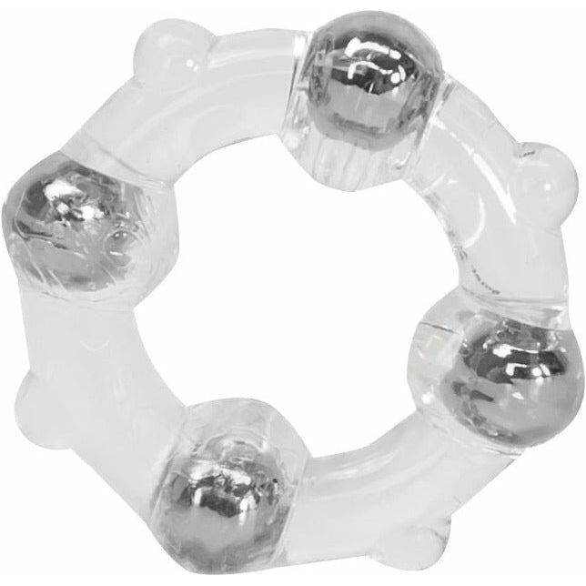 Seven Creations Stud Ring Cockring with Beads - Clear