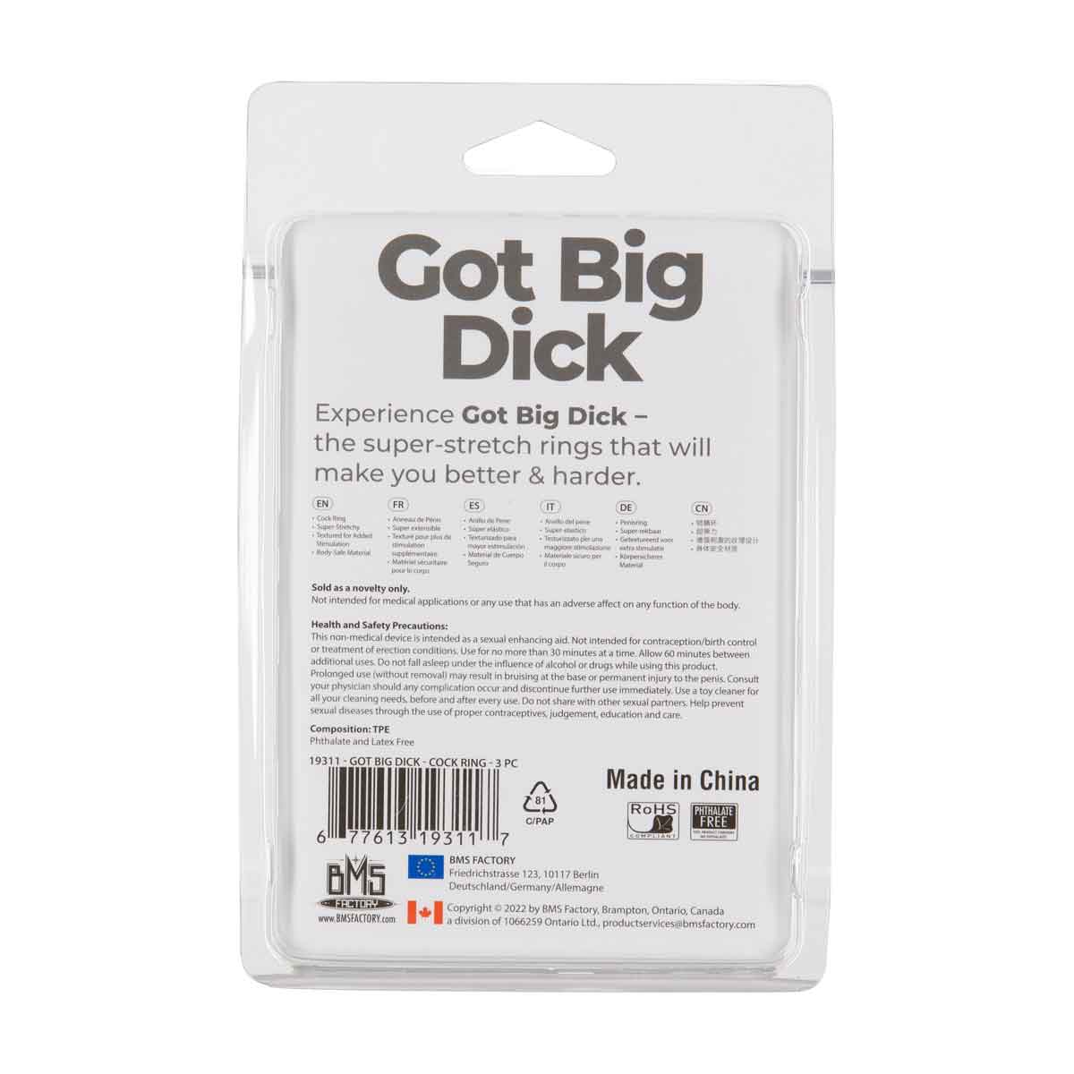 Got Big Dick – Super Stretch Cock Rings – Black – 3 Pack