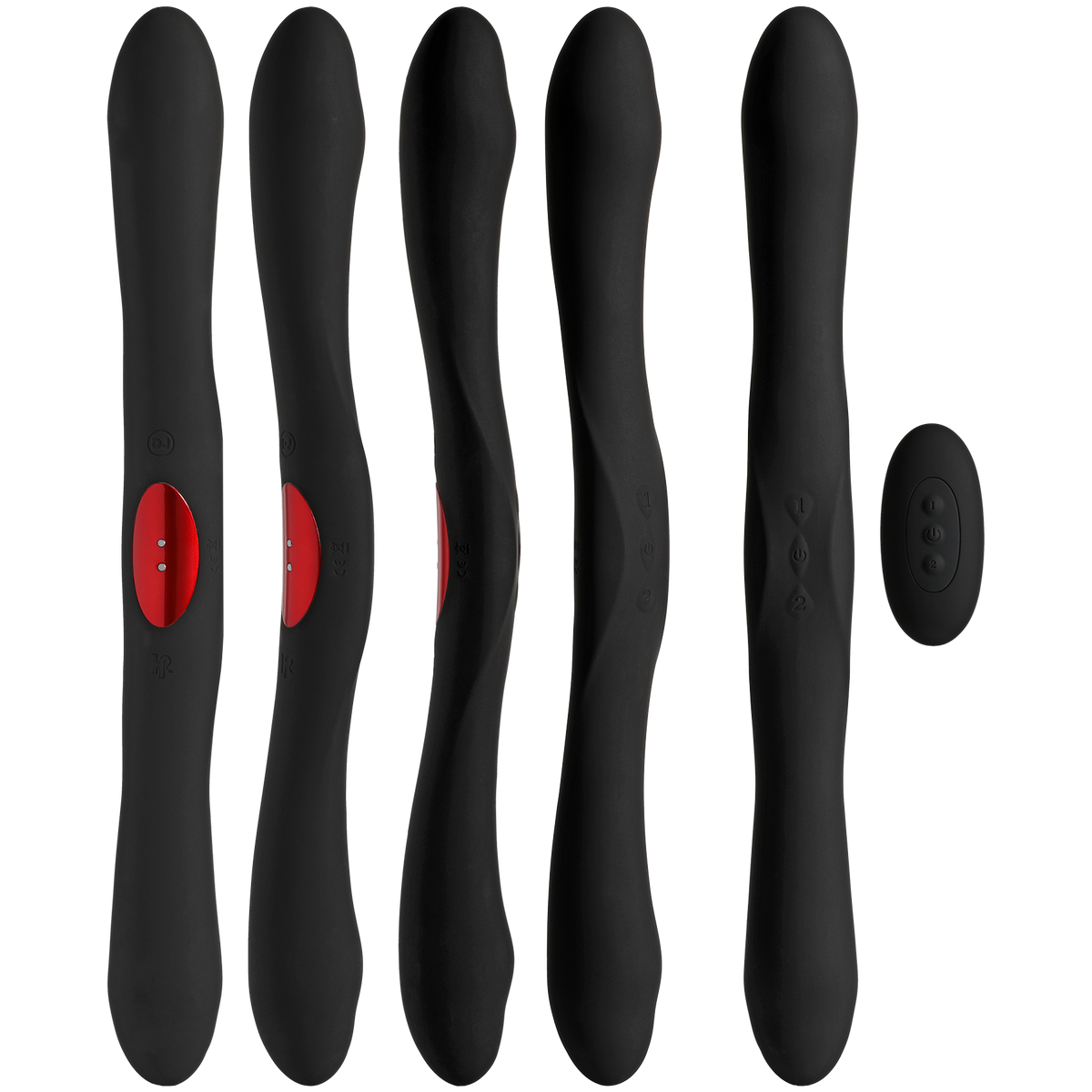 Doc Johnson Kink - Dual Flex Silicone Vibrator - Black with Red