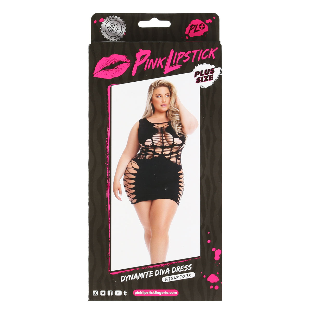 Pink Lipstick - Dynamite Diva Dress - Black - XL