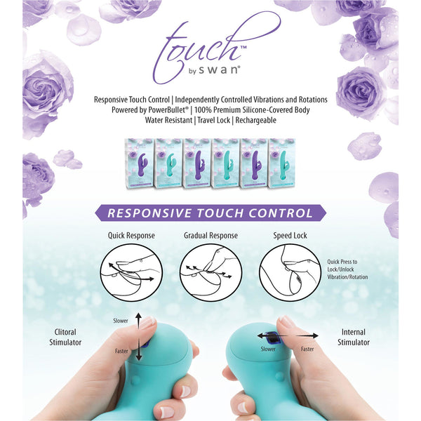 Swan Touch - Trio - Rabbit Vibrator - Rechargeable - Teal