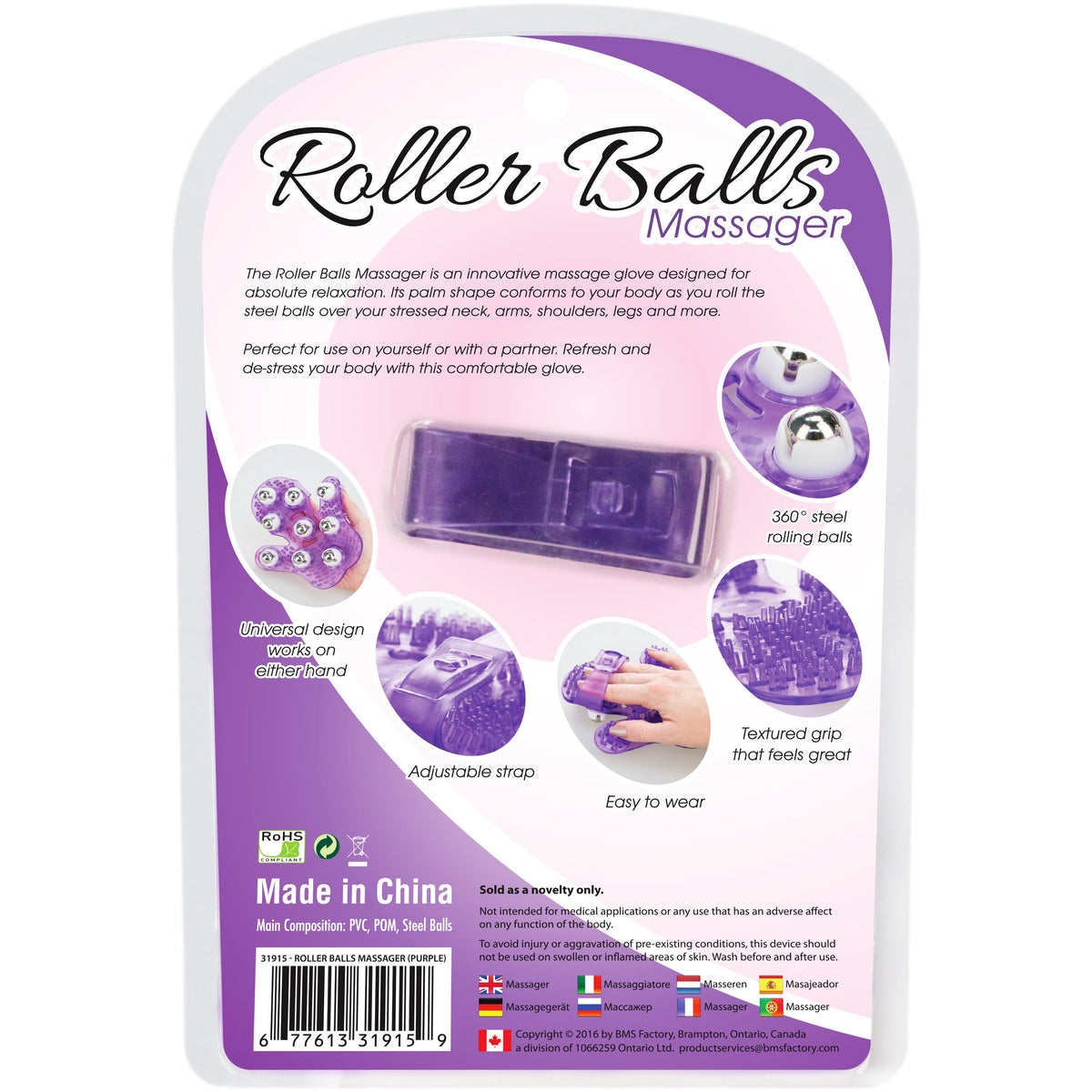 Simple and True Roller Balls Massage Glove - Purple