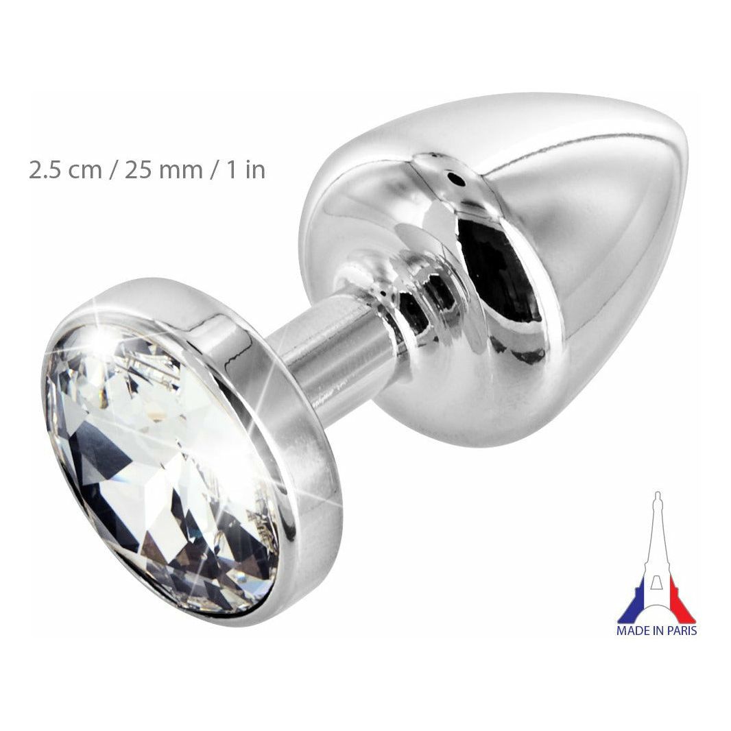 Diogol Anni Silver Round Butt Plug with Swarovski Elements (T1 Size)