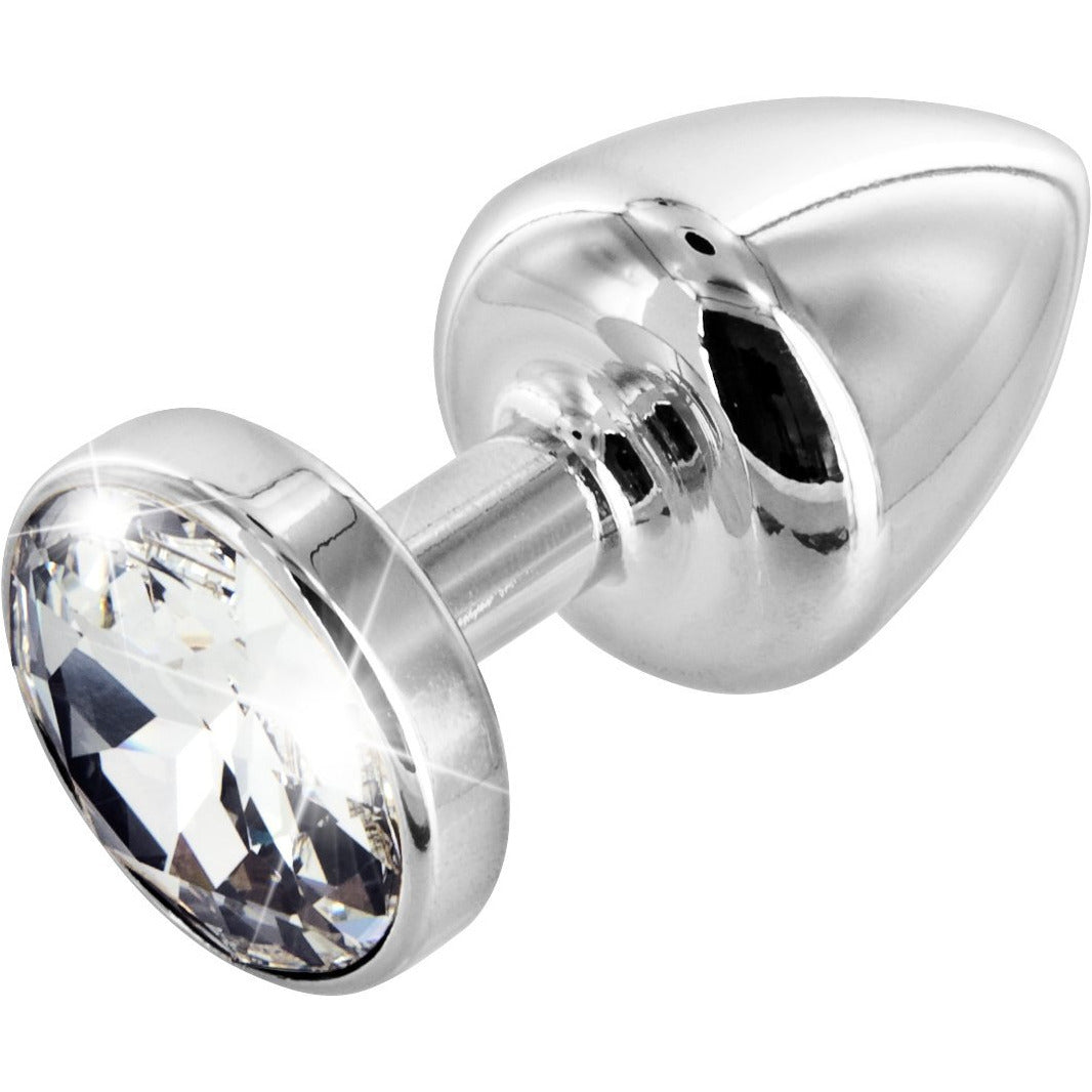 Diogol Anni Silver Round Butt Plug with Swarovski Elements (T2 Size)