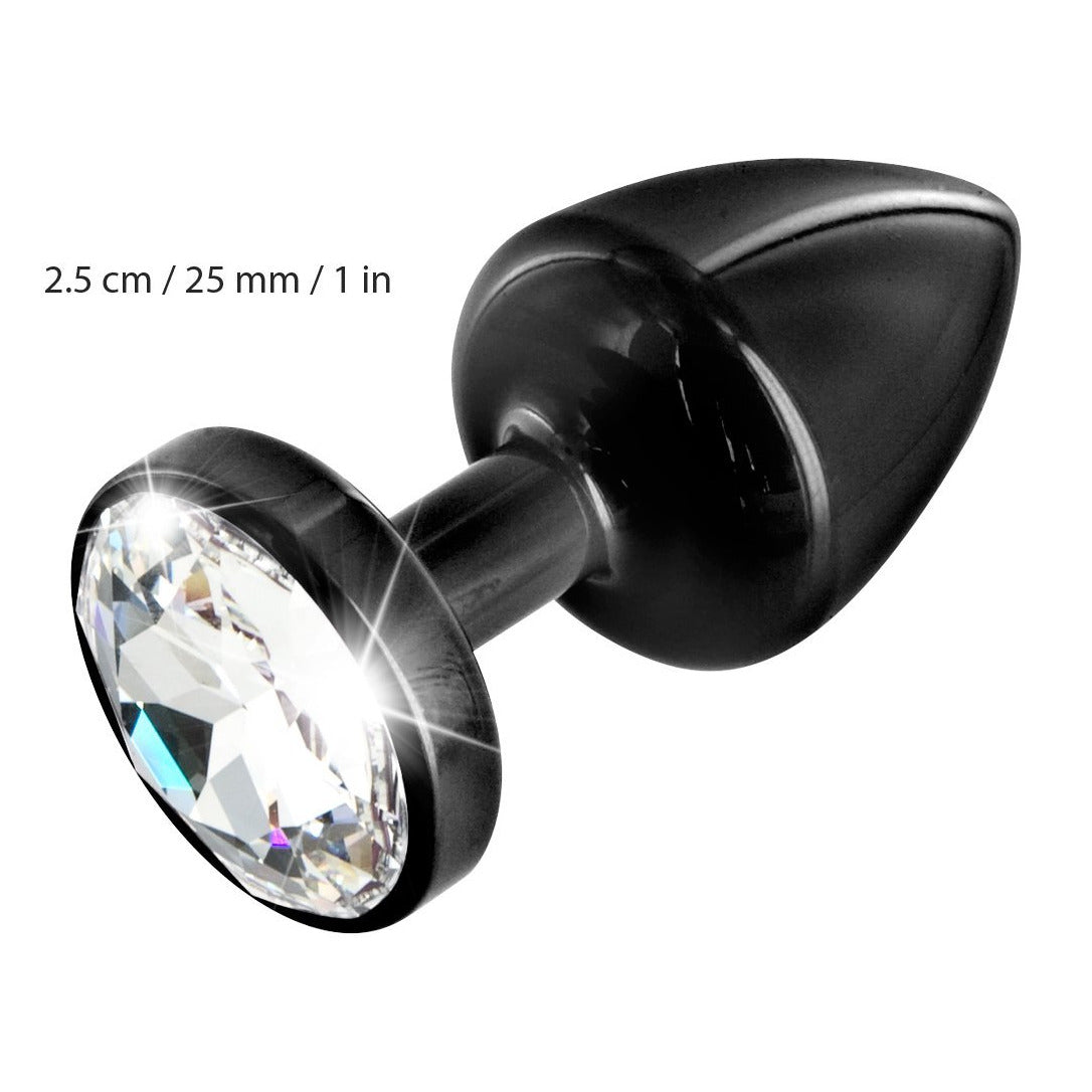 Diogol Anni Black Round Butt Plug with Swarovski Elements (T1 Size)