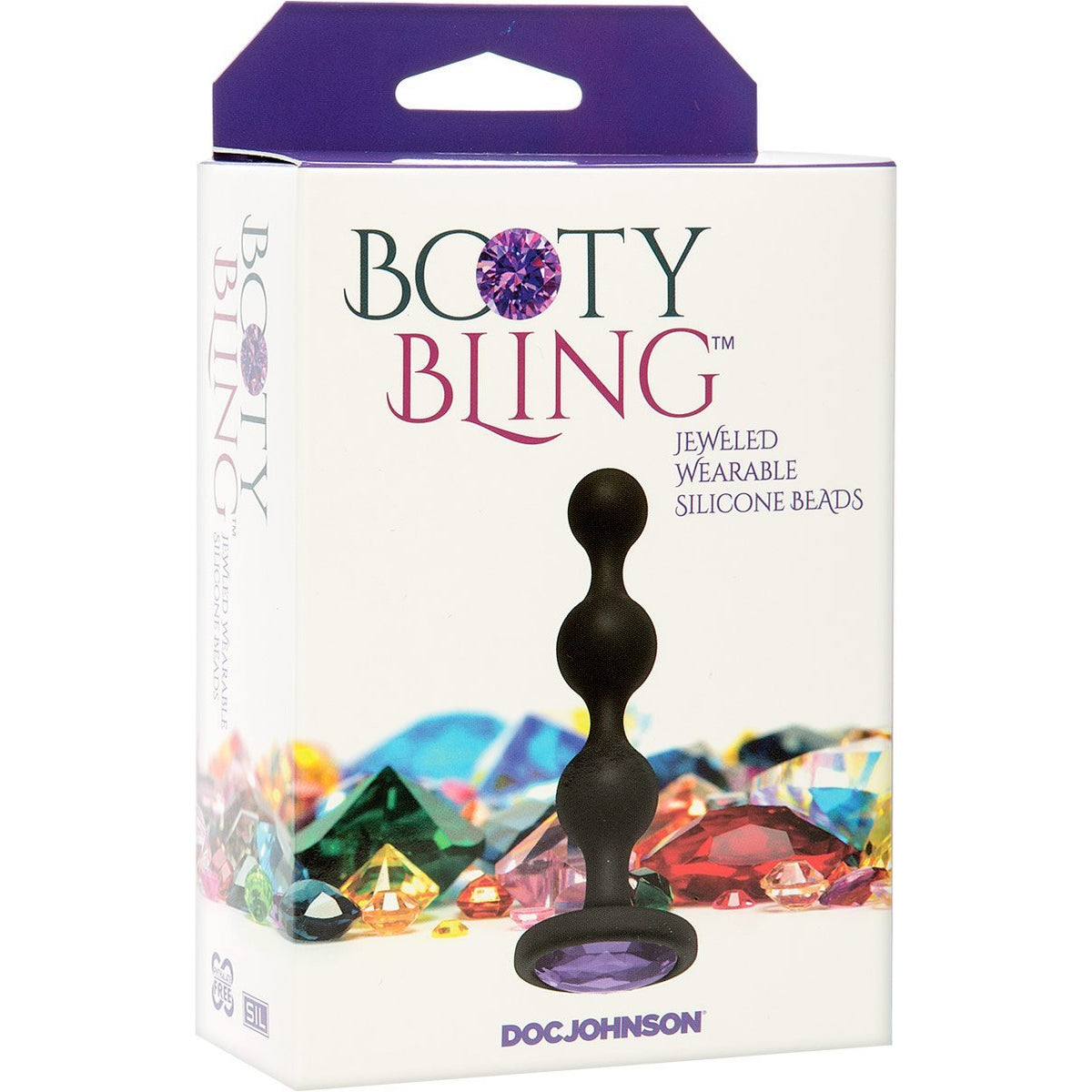Doc Johnson Booty Bling Jeweled Silicone Beads - Purple