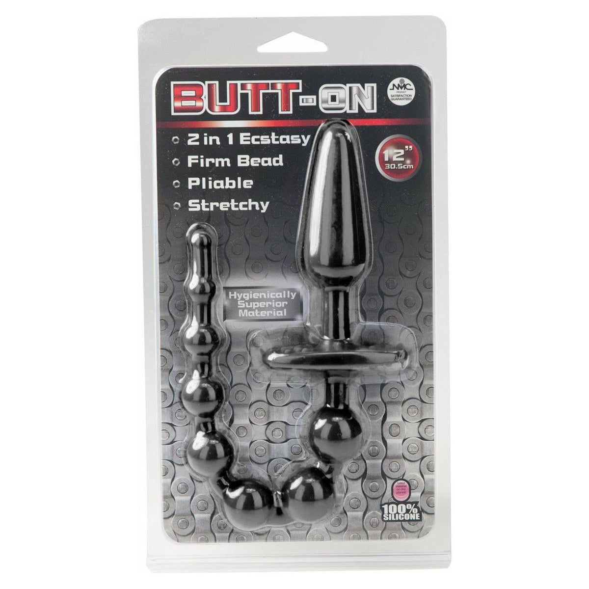 Nanma Butt-On - Butt Plug with Anal Beads - Black