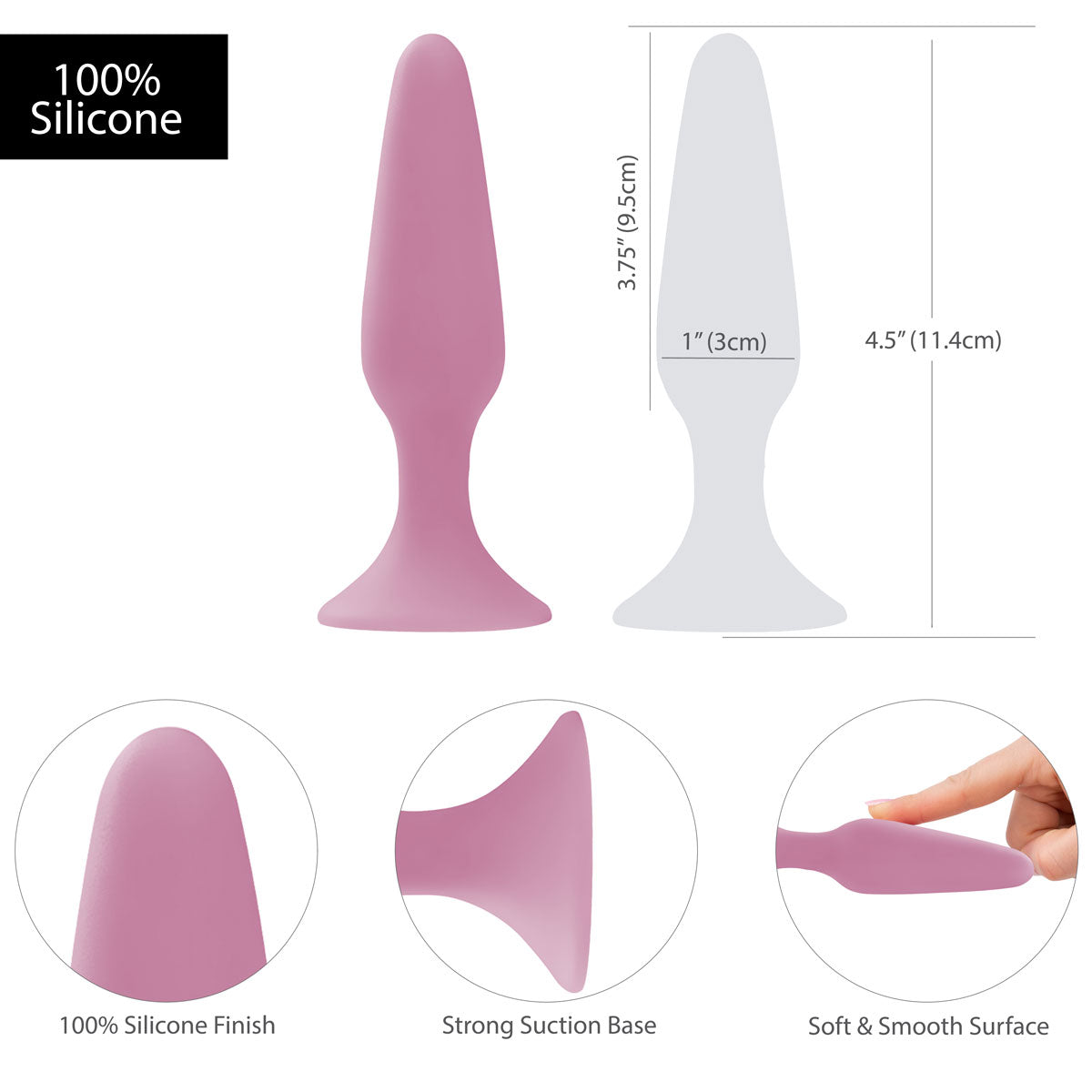 Pure Love® - Silicone Anal Plug – 4.5 Inches – Pink