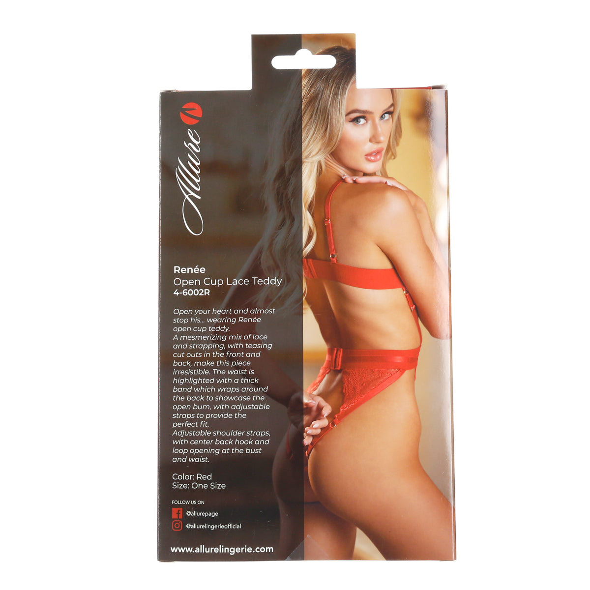 Allure - Renée - Open Cup Lace Teddy – Red – OS