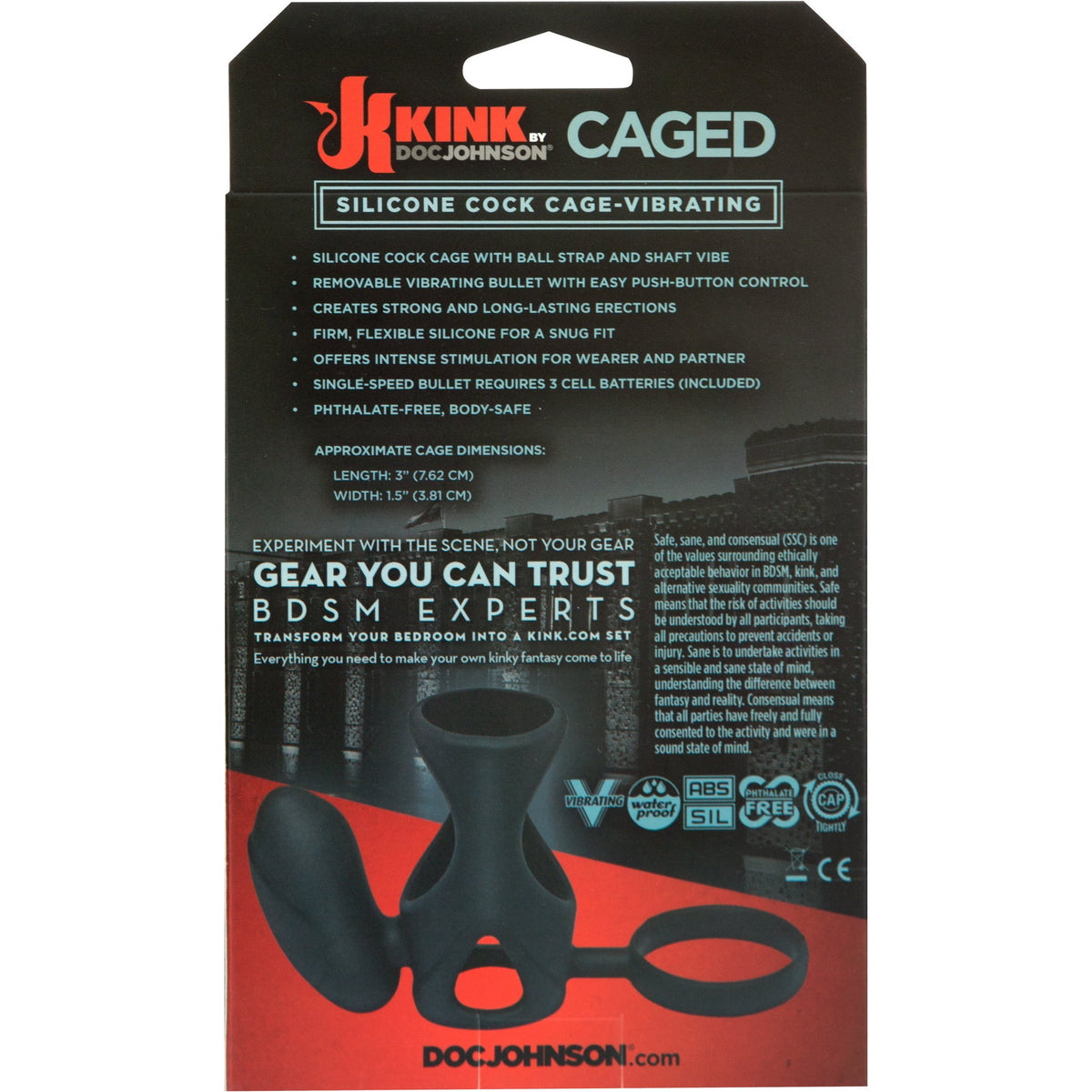 Doc Johnson Kink - Caged Vibrating Silicone Cock Cage