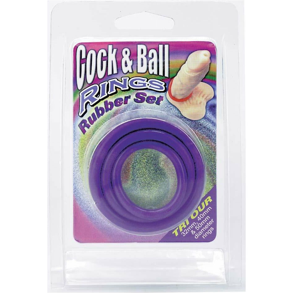 Nanma Cock &amp; Ball Rings - Set of 3 - Purple