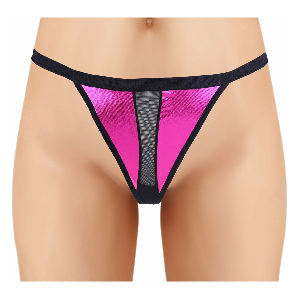 Ladies Sheer Crotch Thong - Pink - O/S