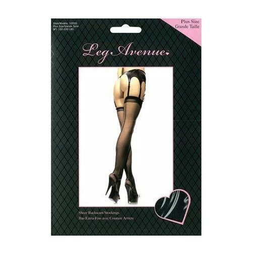 Leg Avenue Sheer Backseam Stockings - Black - Plus Size