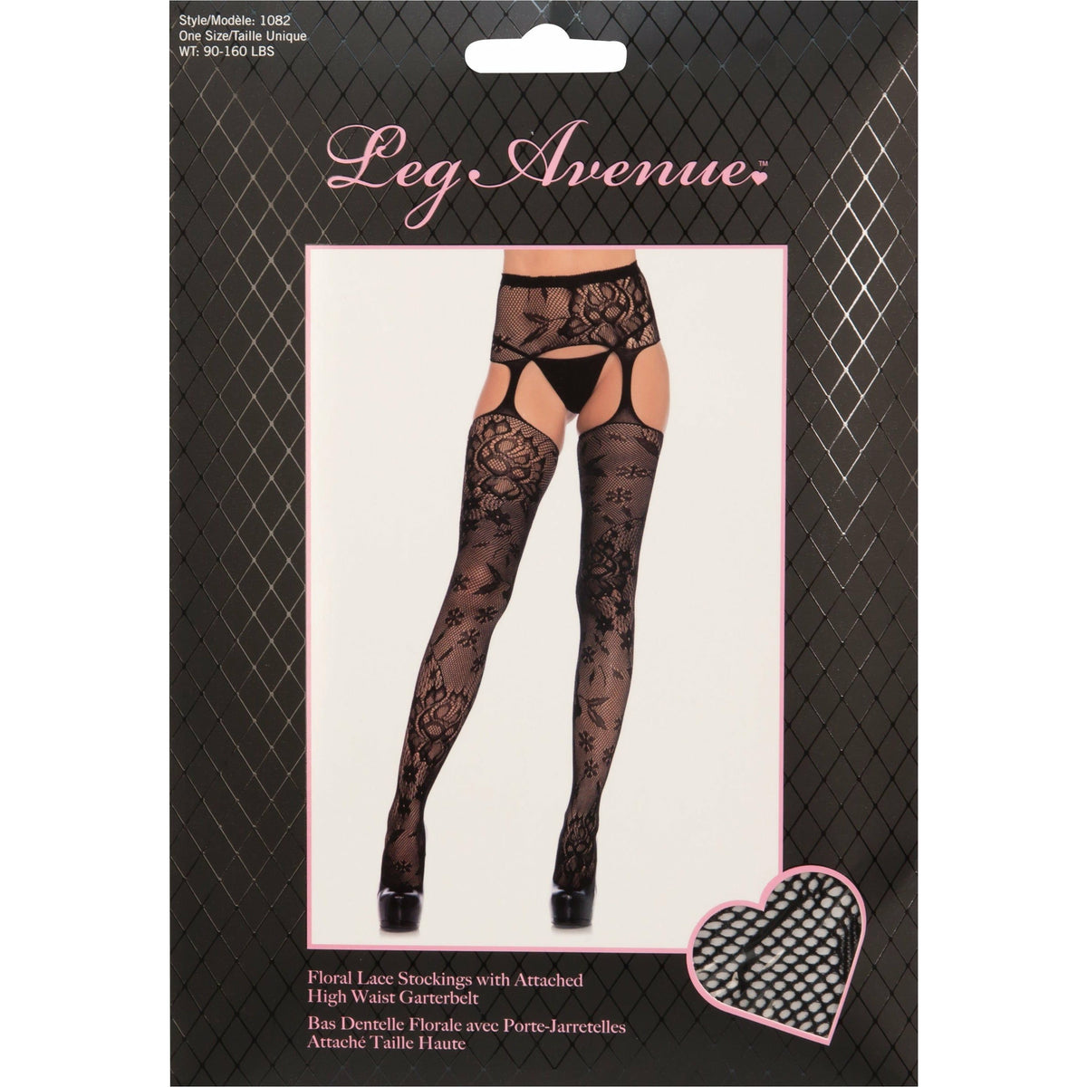Leg Avenue Floral Lace Stockings with Garter Belt