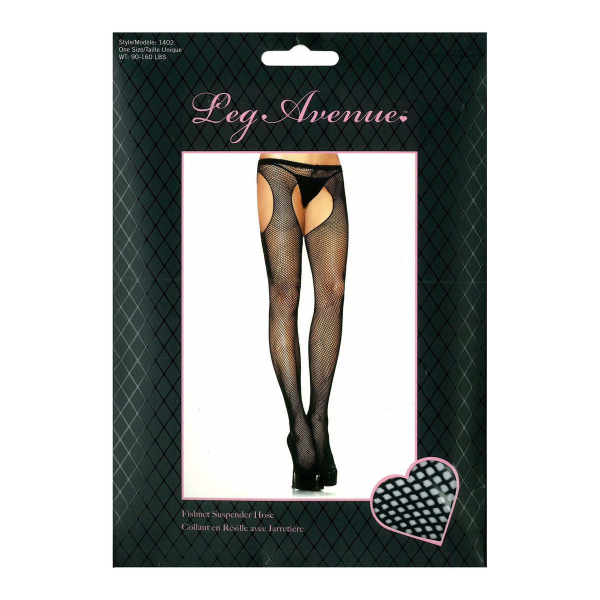 Leg Avenue Fishnet Suspender Hose - Black - One Size